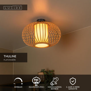 THULINE - Plafonnier - Ø 45 cm - 1xE27 - Aspect bois clair | Essential