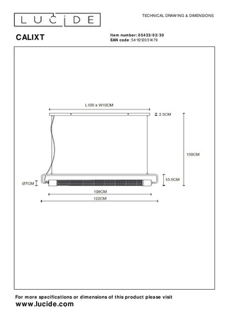 CALIXT - Pendant light - 2xE27 - Black