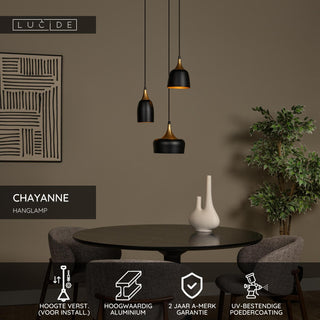 CHAYANNE - Hanglamp - Ø 30 cm - 3xE14 - Zwart