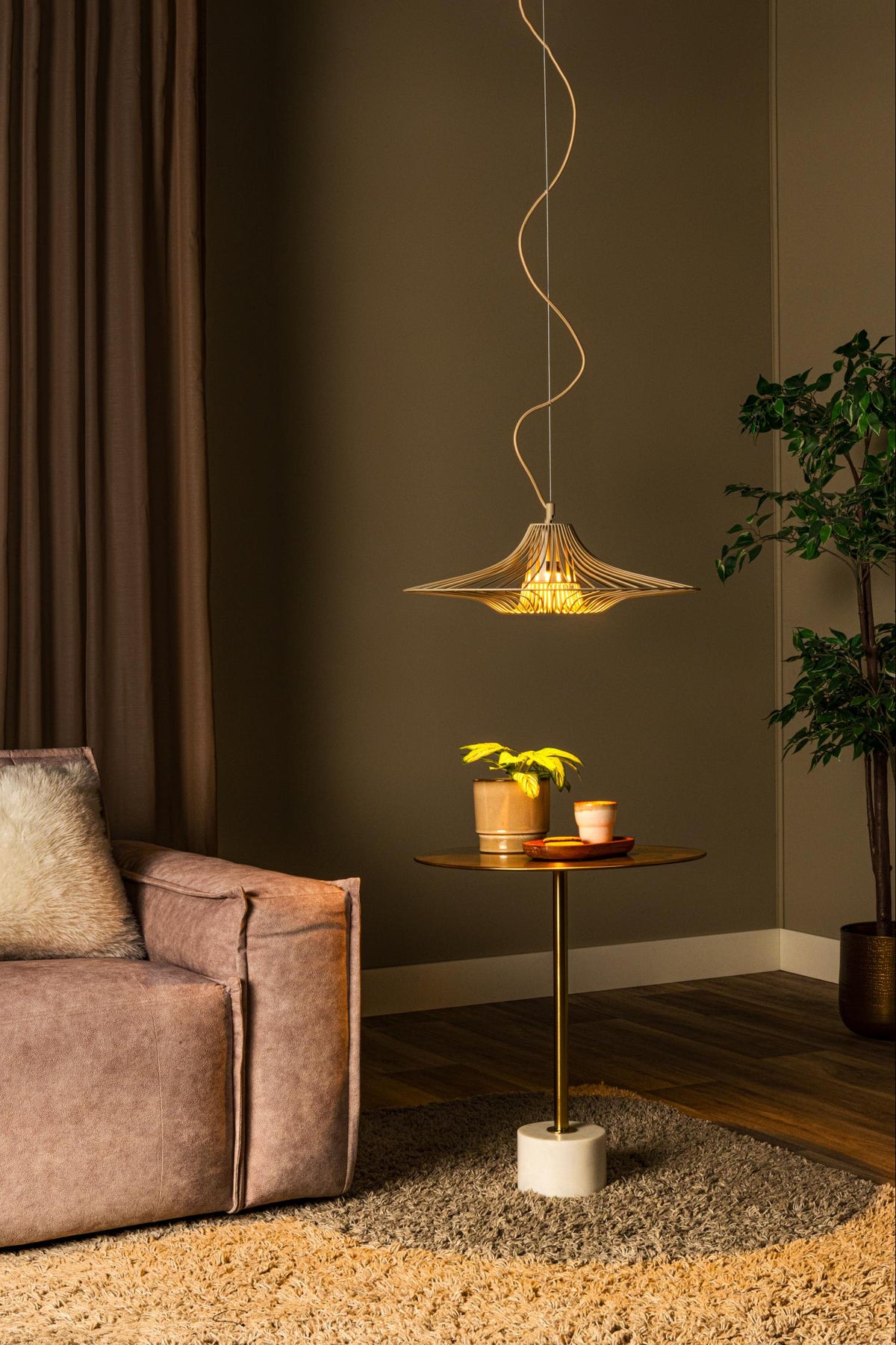 Lucide - ELLIS - Hanglamp - Ø 50 cm - 1xE27 - Taupe - IP20