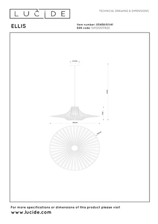 Lucide - ELLIS - Pendant light - Ø 50 cm - 1xE27 - Taupe - IP20