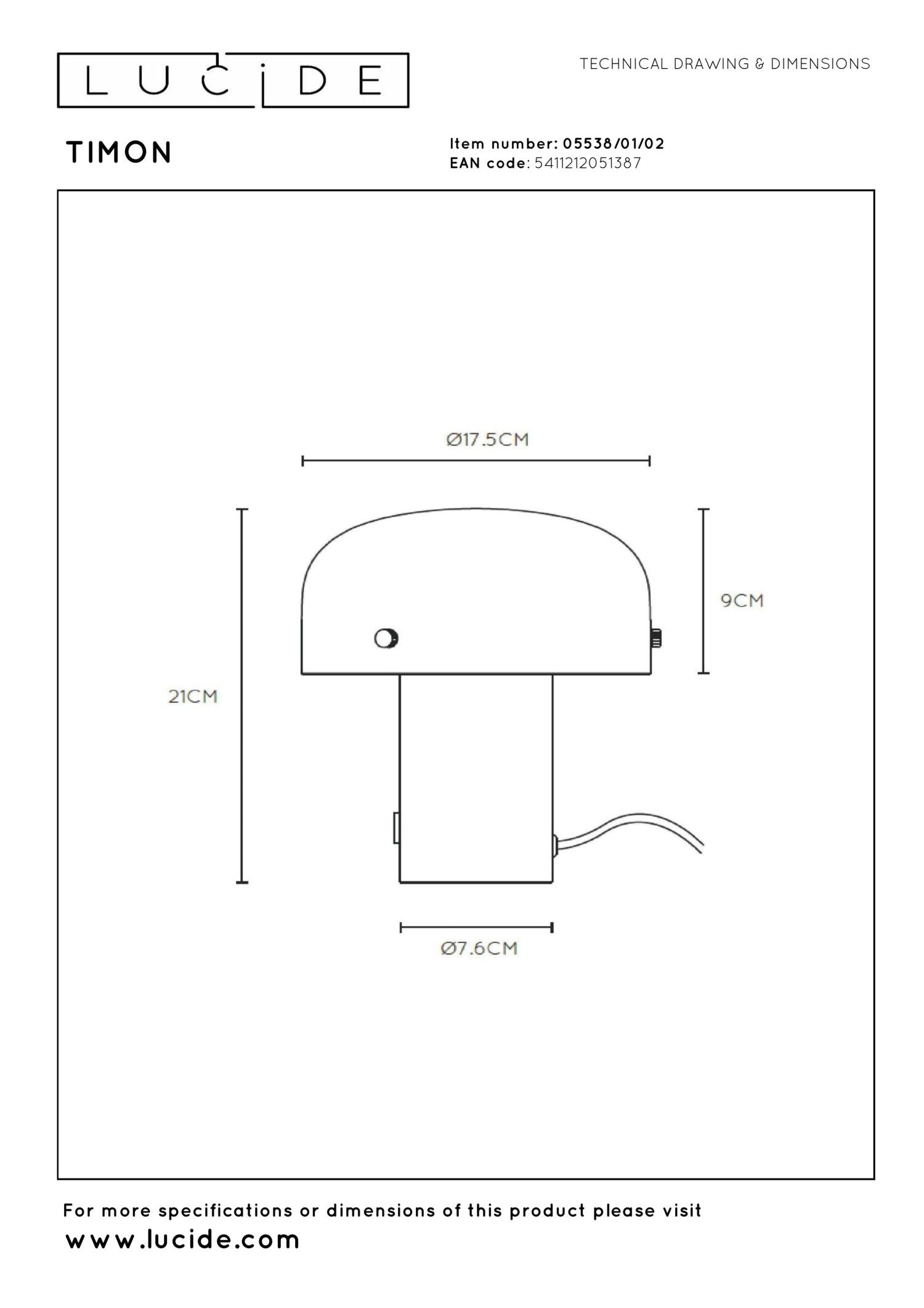 TIMON - Lampe de table - 1xE14 - Or mat / Laiton