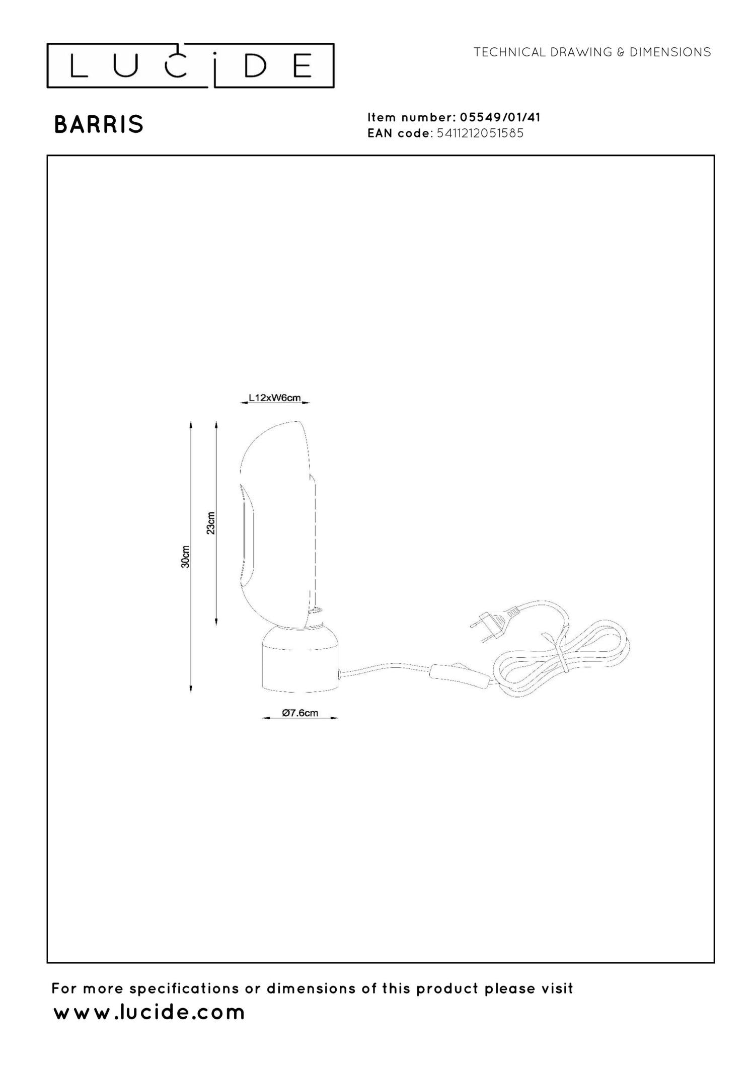 BARRIS - Lampe de table - 1xE27 - Taupe