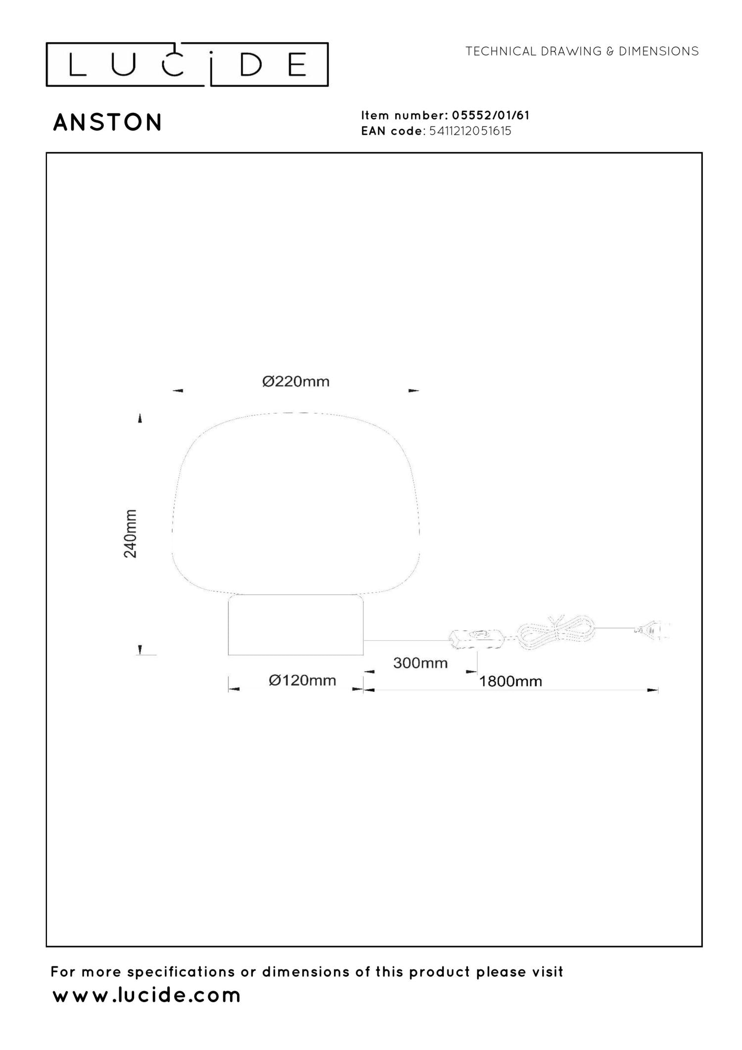 ANSTON - Tafellamp - 1xE14 - Opaal
