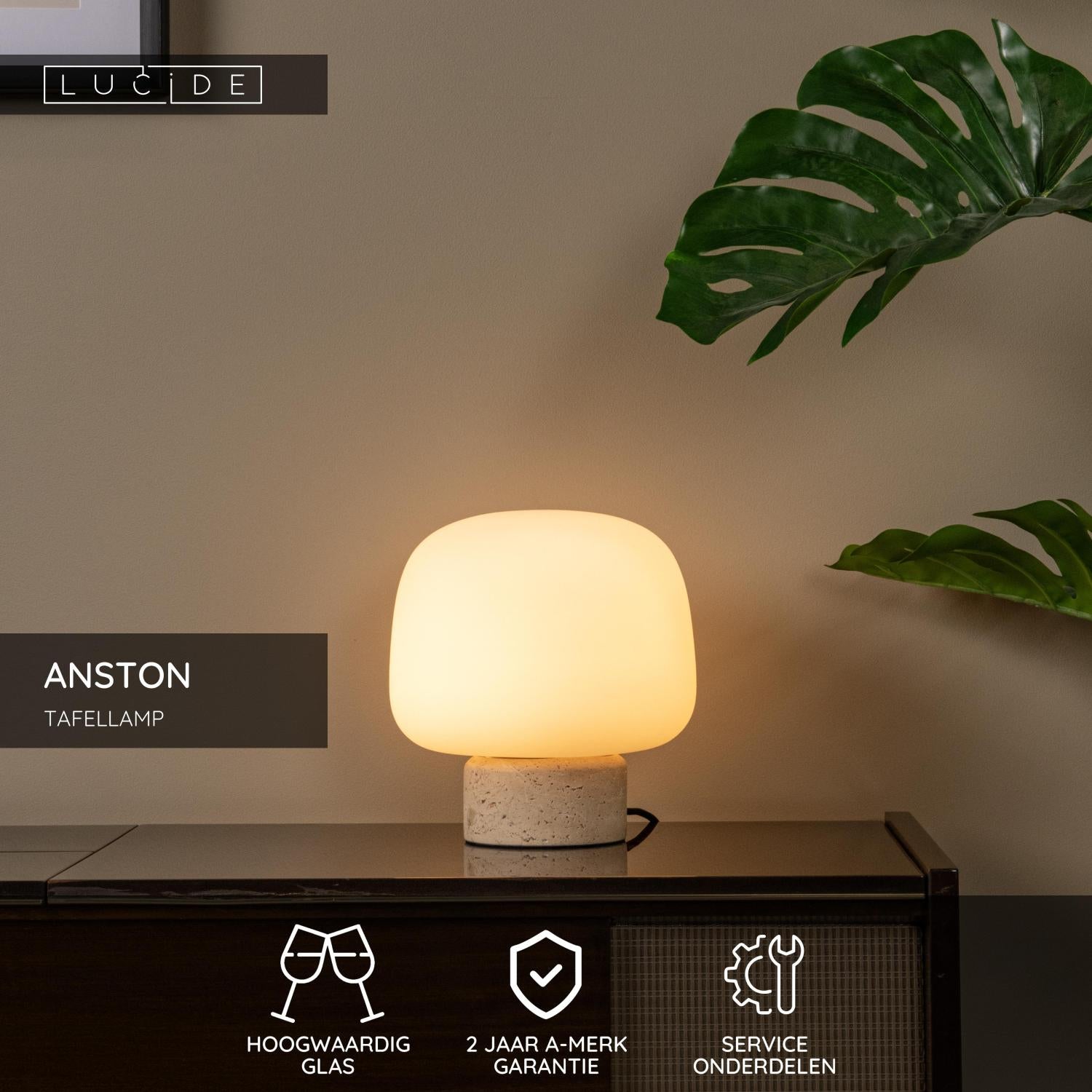 ANSTON - Tafellamp - 1xE14 - Opaal