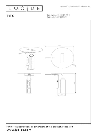 FITS - Lampe de table - Ø 20 cm - LED - 1x7W 3000K - Or mat / Laiton