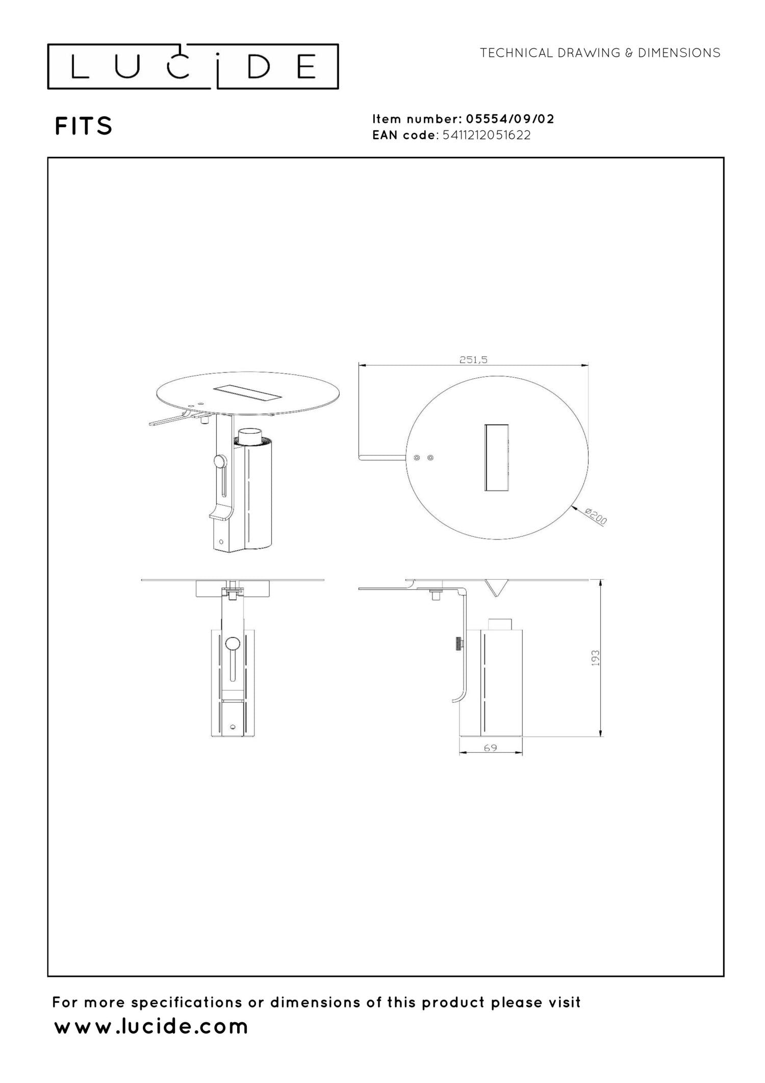 FITS - Lampe de table - Ø 20 cm - LED - 1x7W 3000K - Or mat / Laiton