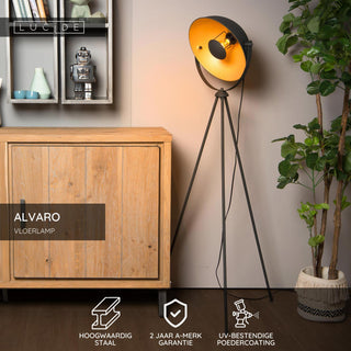 ALVARO - Vloerlamp - 1xE27 - Zwart