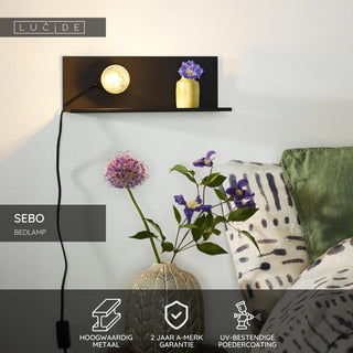 SEBO - Bedlamp / Wandlamp - 1xE27 - Zwart