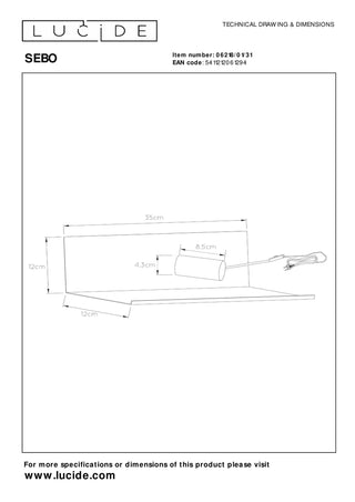 SEBO - Lampe de chevet / Applique murale - 1xE27 - Blanc