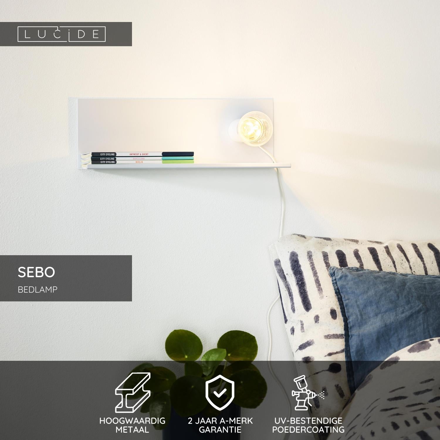 SEBO - Lampe de chevet / Applique murale - 1xE27 - Blanc