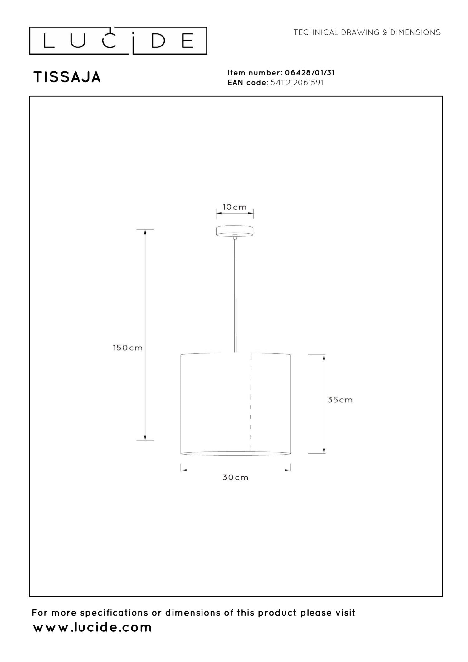 TISSAJA - Hanglamp - Ø 30 cm - 1xE27 - Wit | Essential