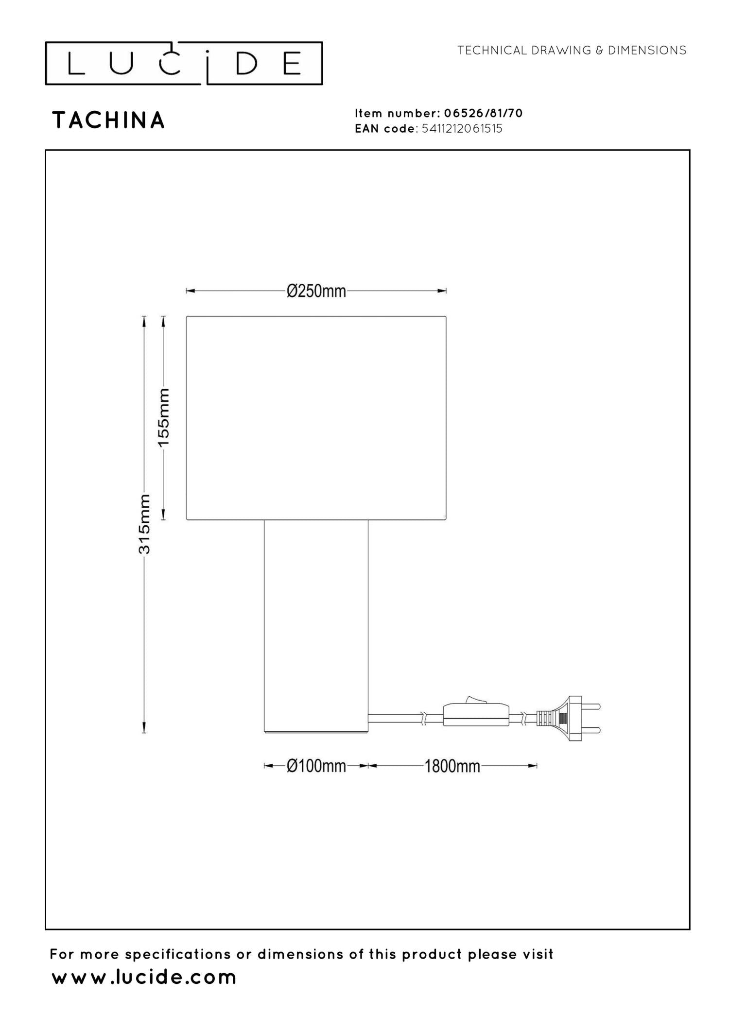 TACHINA - Lampe de table - 1xE27 - Naturel