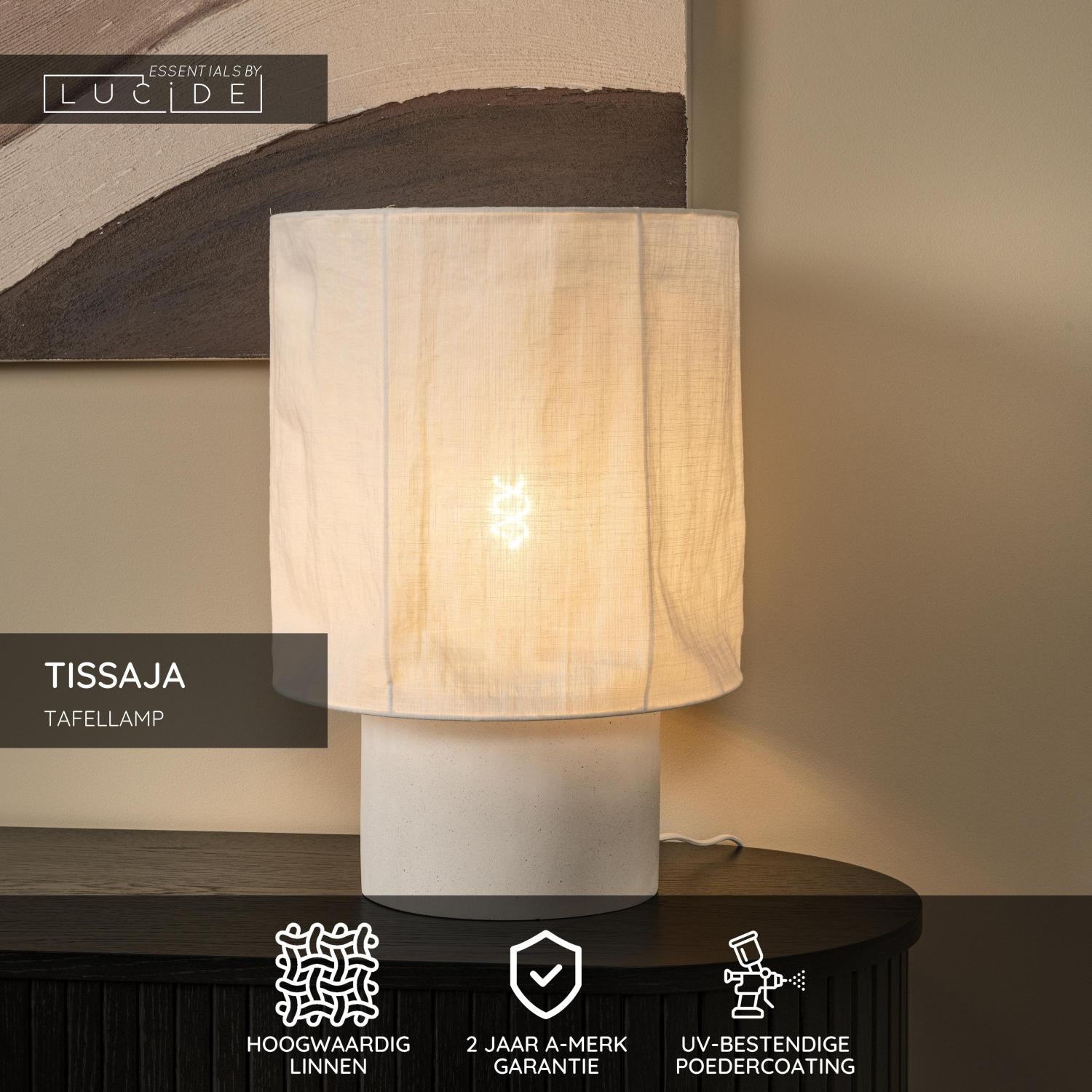 TISSAJA - Tafellamp - Ø 35 cm - 1xE27 - Wit | Essential