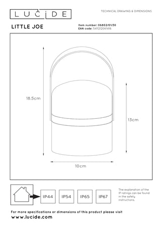 LITTLE JOE - Oplaadbare Tafellamp Binnen/Buiten - Accu/Batterij - Ø 10 cm - LED Dimb. - 1x0,3W 3000K - IP44 - Zwart