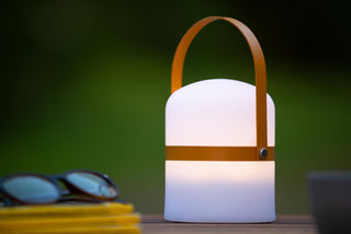 LITTLE JOE - Oplaadbare Tafellamp Binnen/Buiten - Accu/Batterij - Ø 10 cm - LED Dimb. - 1x0,3W 3000K - IP44 - Bruin