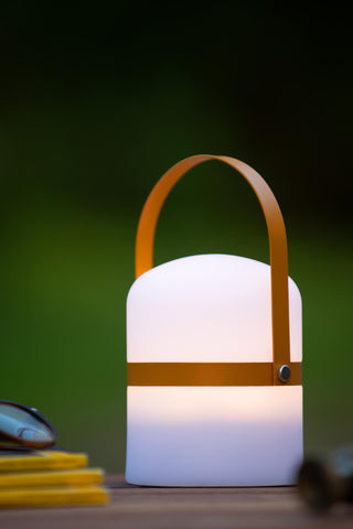 LITTLE JOE - Oplaadbare Tafellamp Binnen/Buiten - Accu/Batterij - Ø 10 cm - LED Dimb. - 1x0,3W 3000K - IP44 - Bruin
