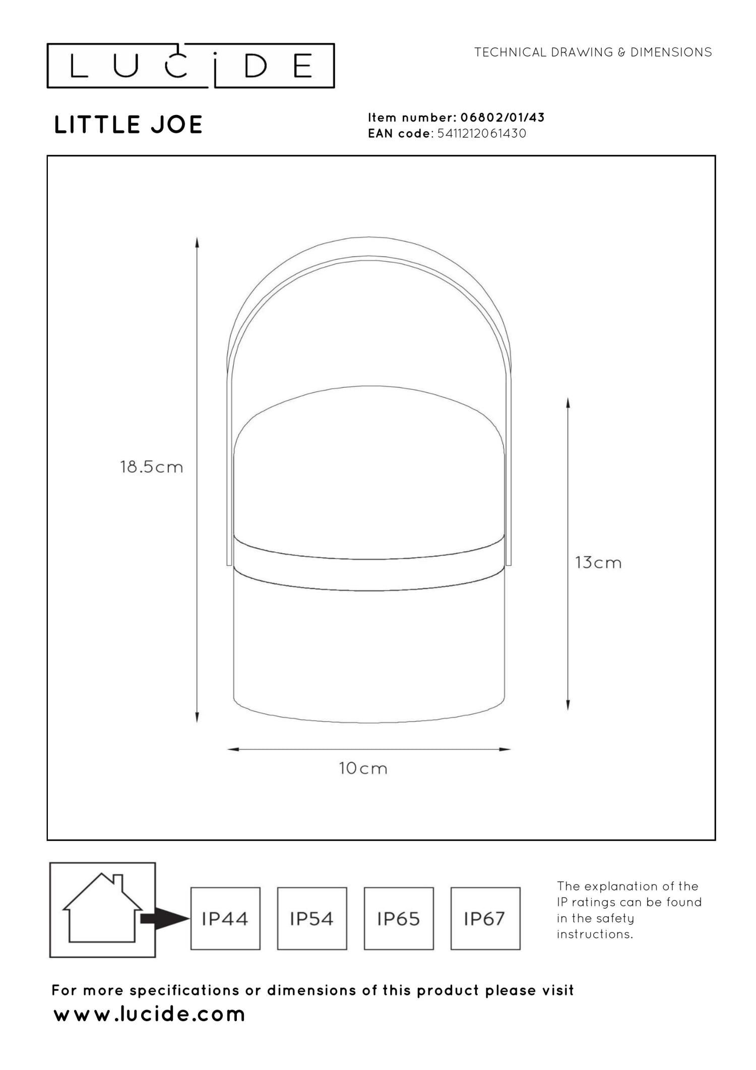 LITTLE JOE - Oplaadbare Tafellamp Binnen/Buiten - Accu/Batterij - Ø 10 cm - LED Dimb. - 1x0,3W 3000K - IP44 - Bruin