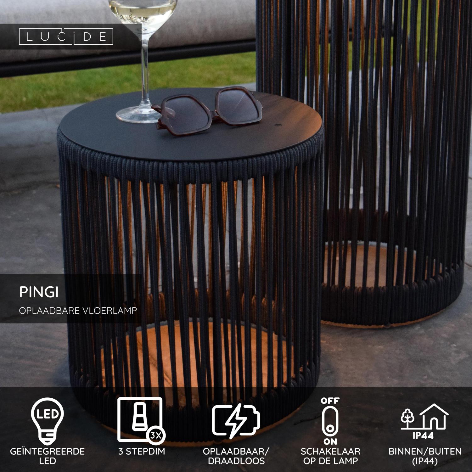 PINGI - Rechargeable floor lamp Indoor/Outdoor - Battery - Ø 33.5 cm - LED 3 StepDim - 1x3W 3000K - IP44 - Black
