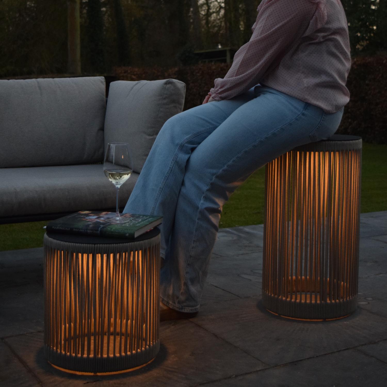 PINGI - Lampadaire rechargeable Intérieur/Extérieur - Batterie/Pile - Ø 33,5 cm - LED 3 StepDim - 1x3W 3000K - IP44 - Taupe