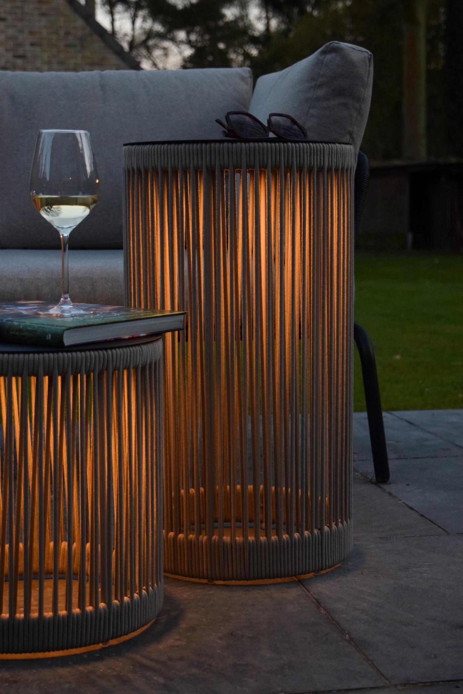 PINGI - Oplaadbare Vloerlamp Binnen/Buiten - Accu/Batterij - Ø 33,5 cm - LED 3 StepDim - 1x3W 3000K - IP44 - Taupe