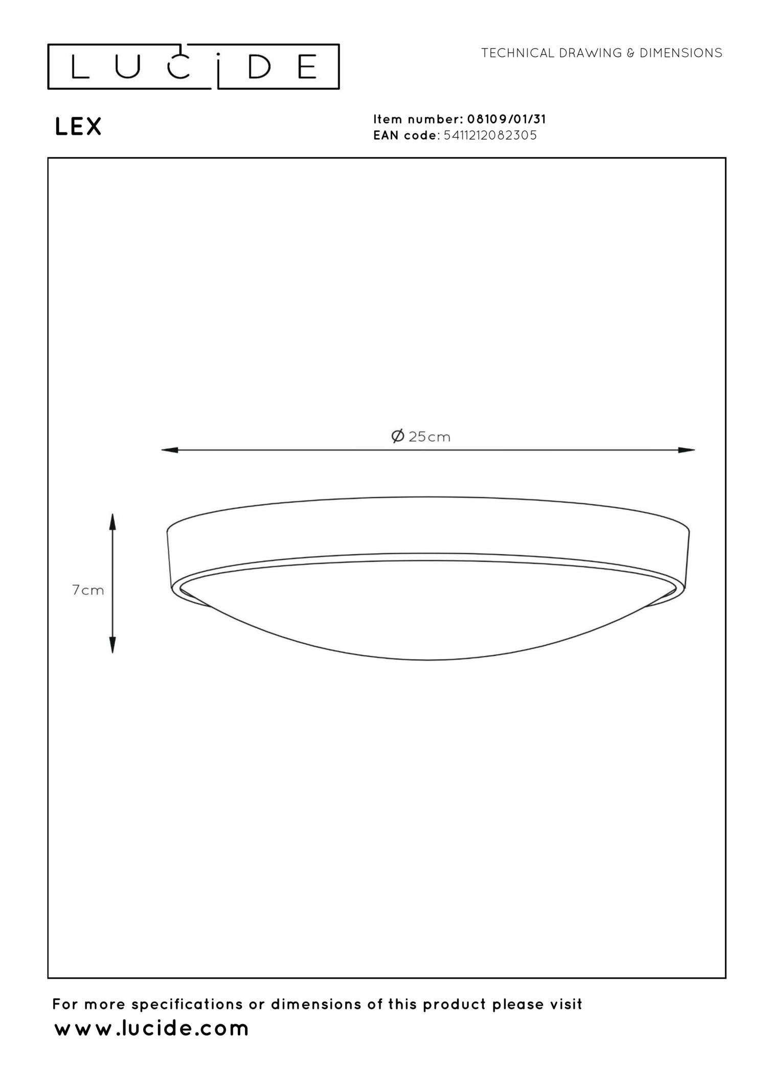 LEX - Ceiling light - Ø 25 cm - 1xE27 - White