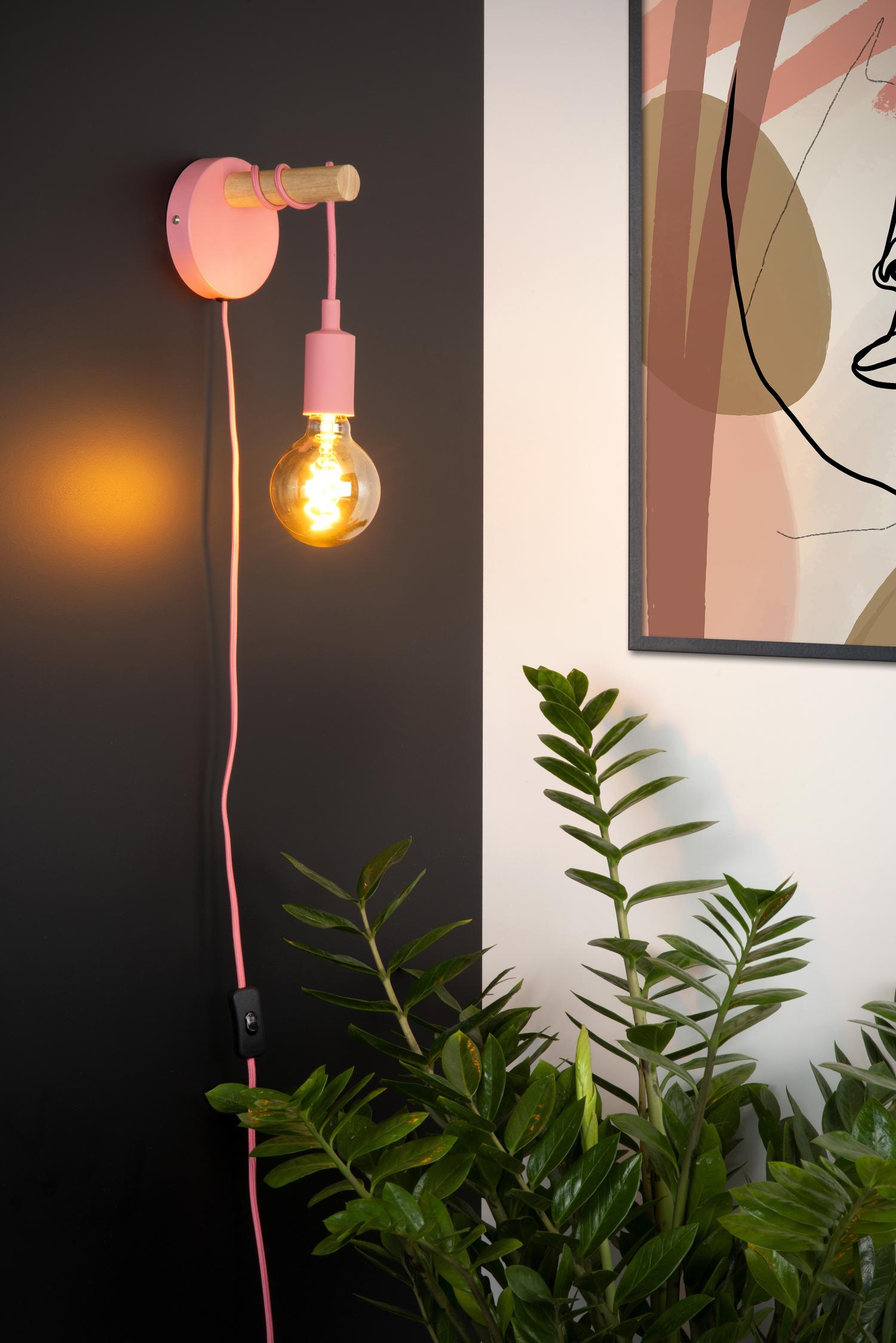POLA - Wandlamp Kinderkamer - Ø 12 cm - 1xE27 - Roze
