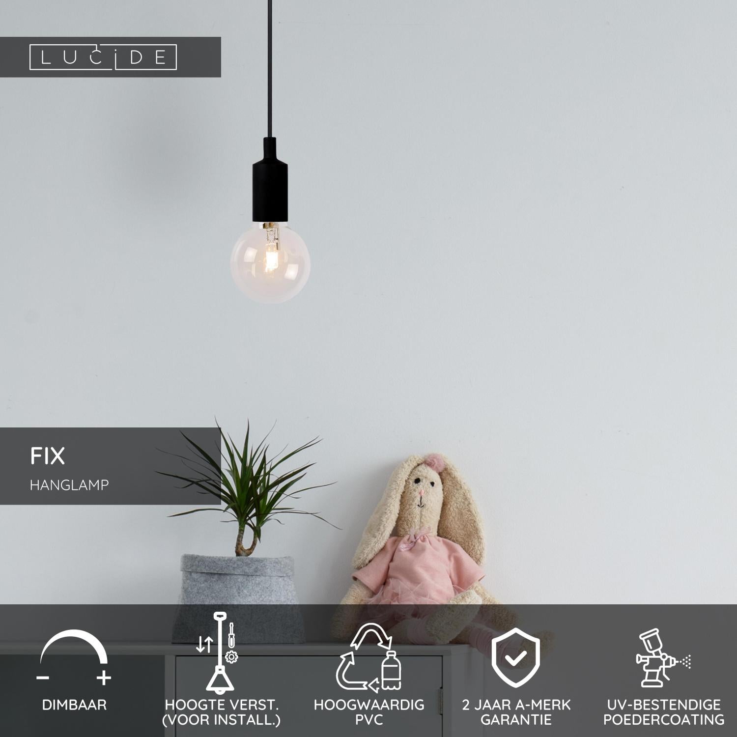 FIX - Suspension - Ø 10 cm - 1xE27 - Noir