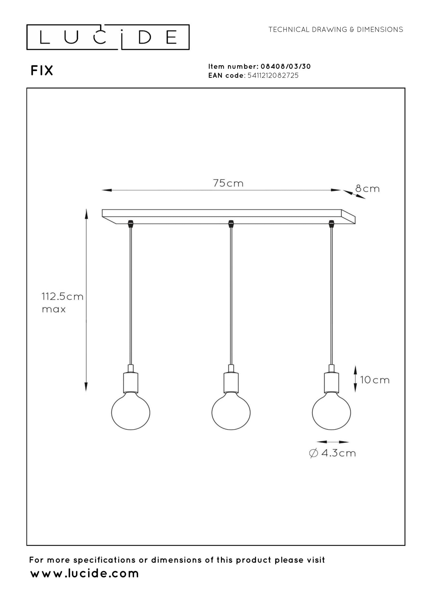 FIX - Suspension - 3xE27 - Noir