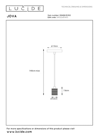 JOVA - Suspension - Ø 12 cm - 1xE27 - Or mat / Laiton