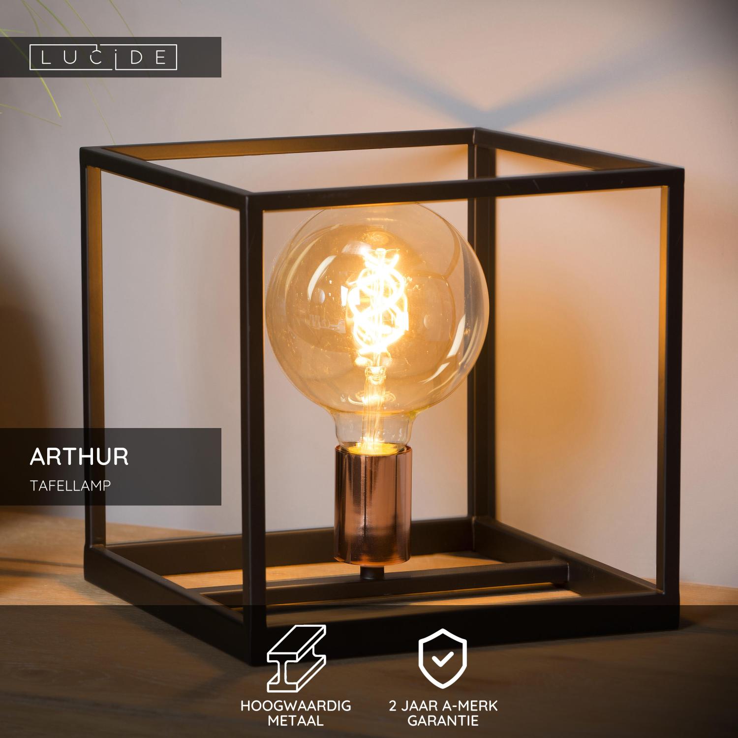 ARTHUR - Lampe de table - 1xE27 - Noir