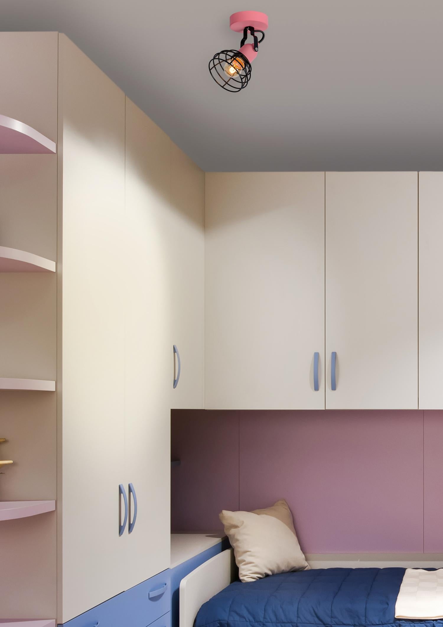 POLA - Spot plafonnier Chambre d'enfant - Ø 10,5 cm - 1xE27 - Rose