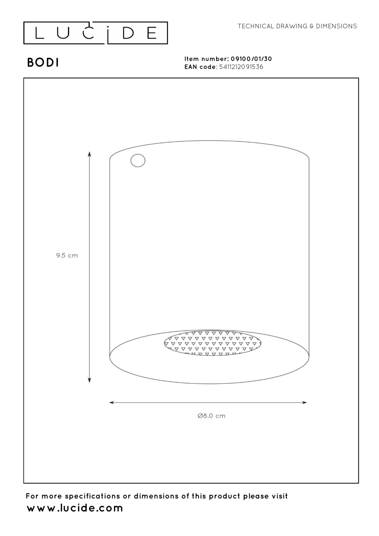BODI - Spot plafonnier - Ø 8 cm - 1xGU10 - Noir