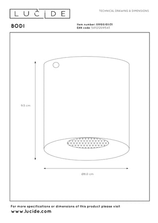 BODI - Spot plafonnier - Ø 8 cm - 1xGU10 - Blanc