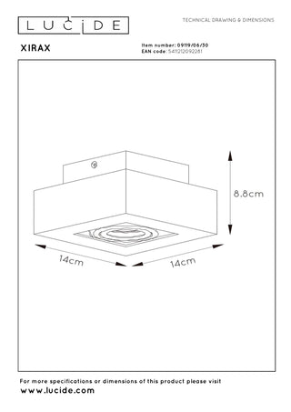 XIRAX - Plafondspot - LED Dim to warm - GU10 - 1x5W 2200K/3000K - Zwart