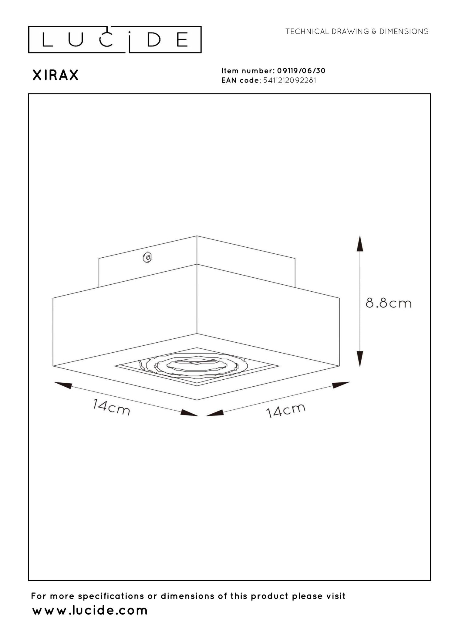 XIRAX - Plafondspot - LED Dim to warm - GU10 - 1x5W 2200K/3000K - Zwart