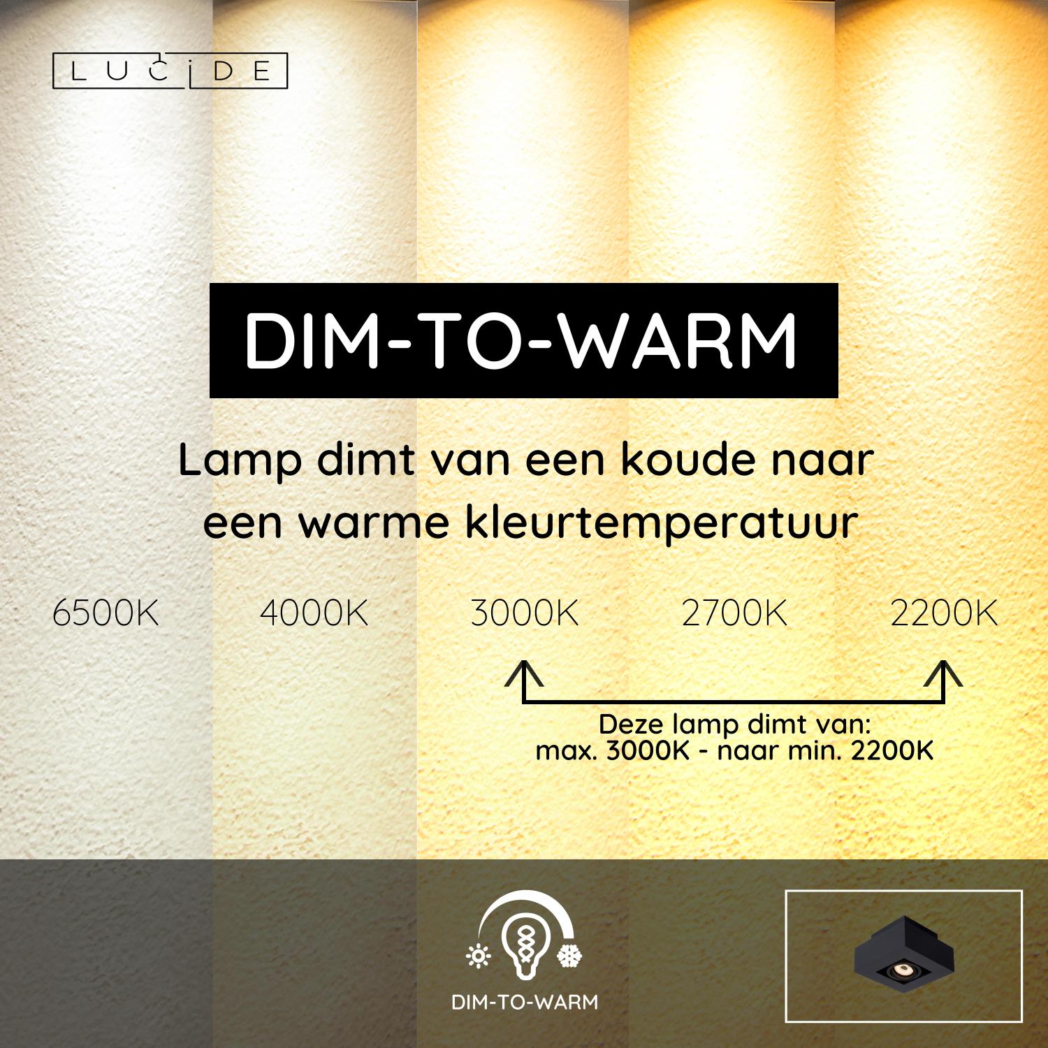 XIRAX - Plafondspot - LED Dim to warm - GU10 - 1x5W 2200K/3000K - Zwart