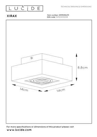 XIRAX - Plafondspot - LED Dim to warm - GU10 - 1x5W 2200K/3000K - Wit