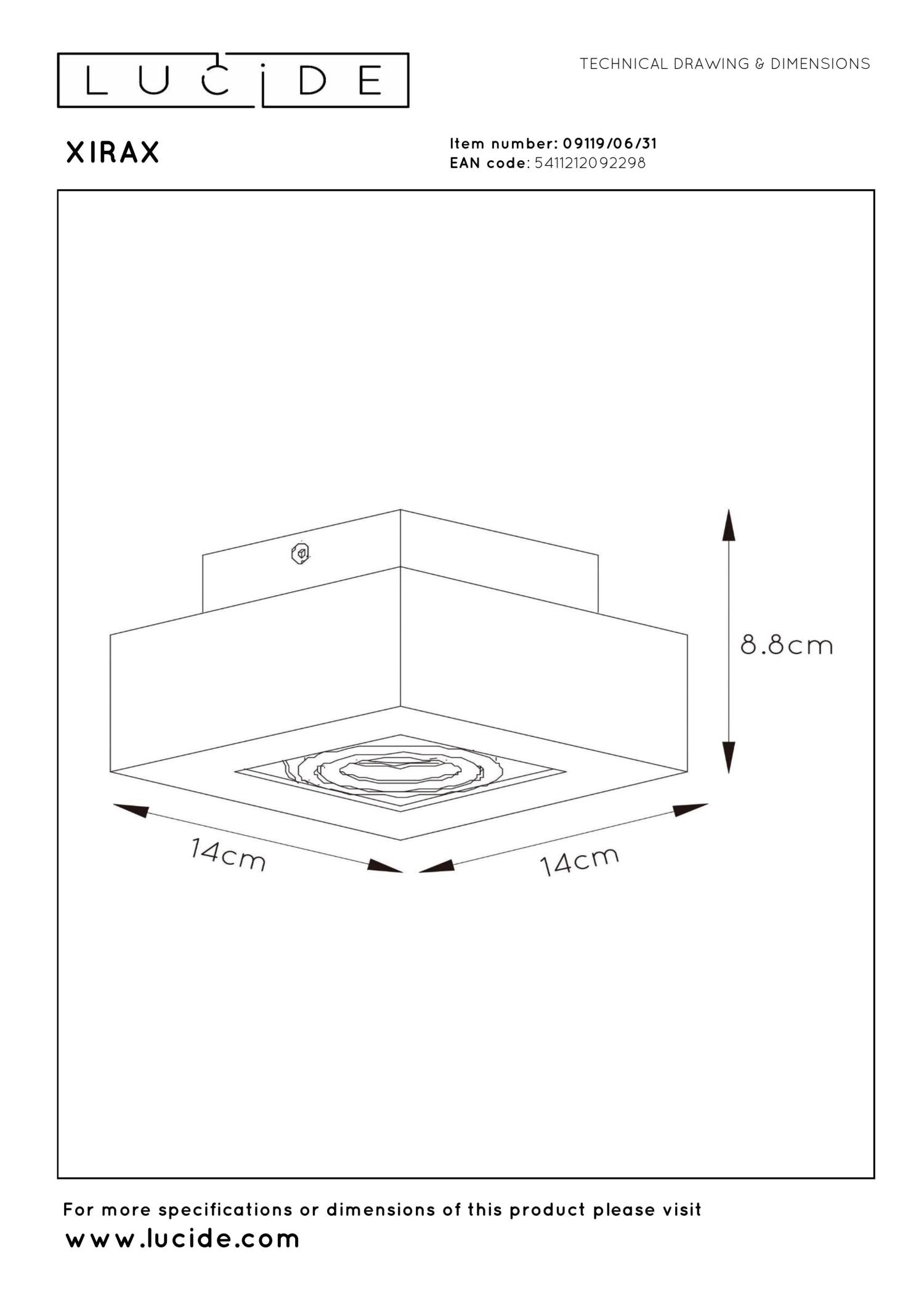 XIRAX - Plafondspot - LED Dim to warm - GU10 - 1x5W 2200K/3000K - Wit