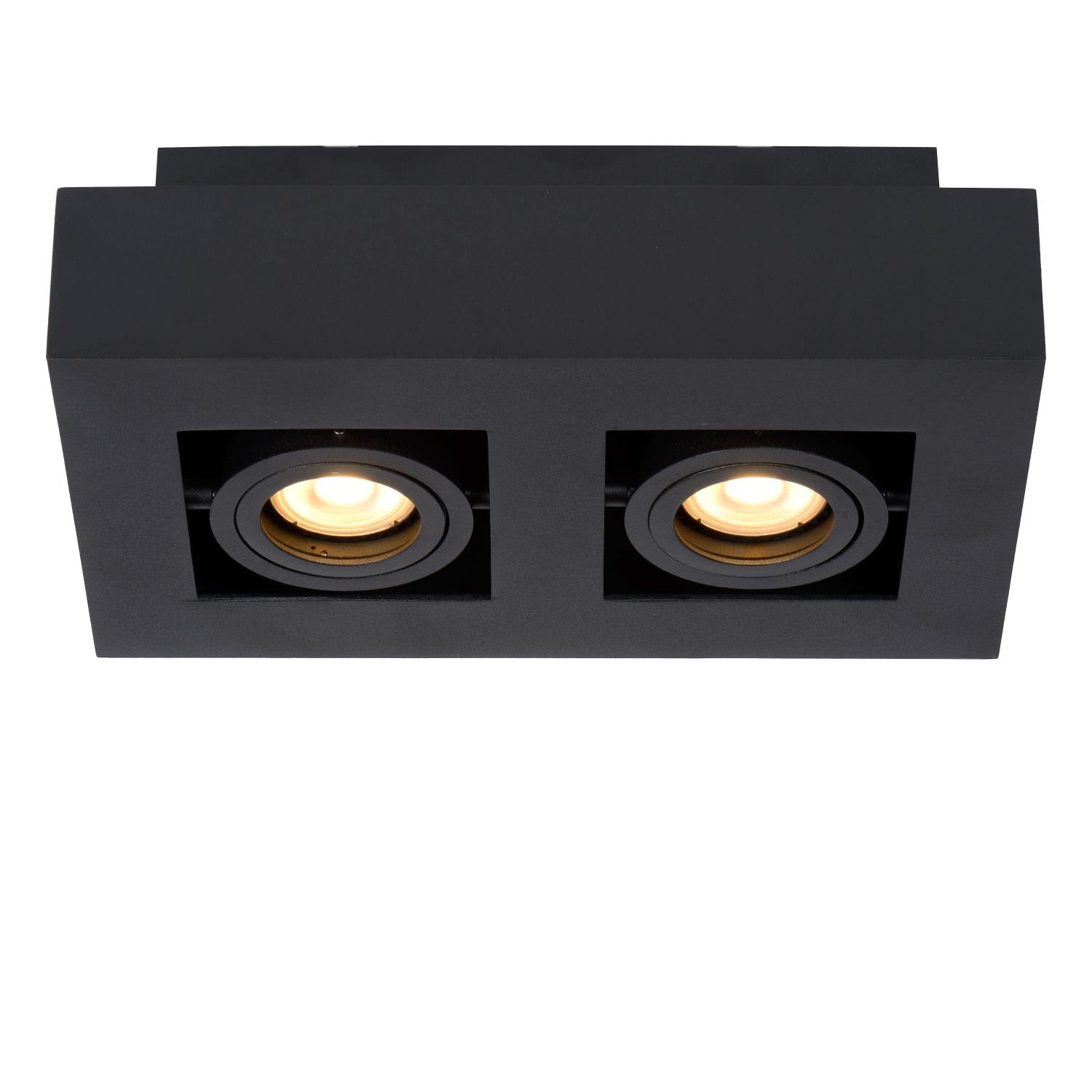 XIRAX - Plafondspot - LED Dim to warm - GU10 - 2x5W 2200K/3000K - Zwart