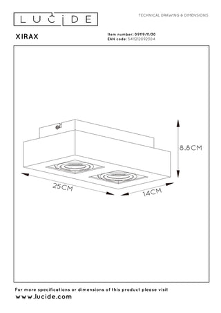 XIRAX - Plafondspot - LED Dim to warm - GU10 - 2x5W 2200K/3000K - Zwart