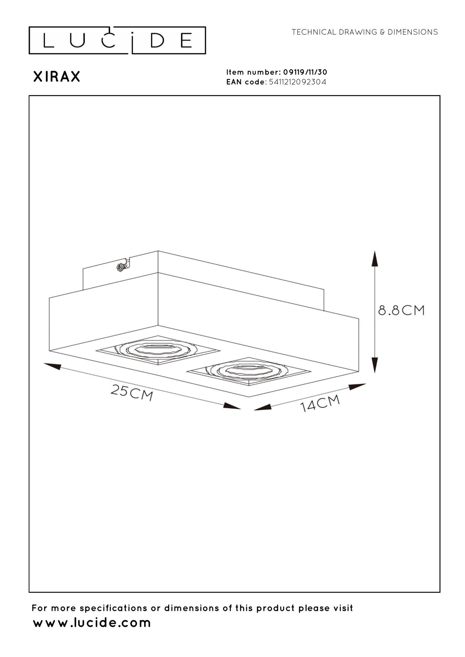 XIRAX - Plafondspot - LED Dim to warm - GU10 - 2x5W 2200K/3000K - Zwart