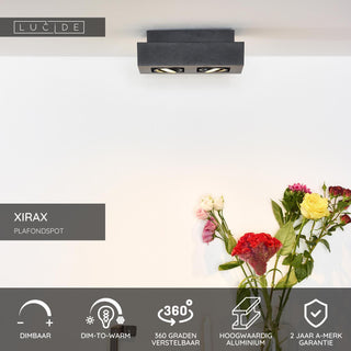 XIRAX - Plafondspot - LED Dim to warm - GU10 - 2x5W 2200K/3000K - Zwart