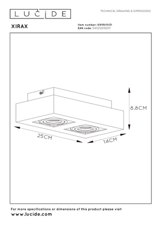 XIRAX - Ceiling spot - LED Dim to warm - GU10 - 2x5W 2200K/3000K - White