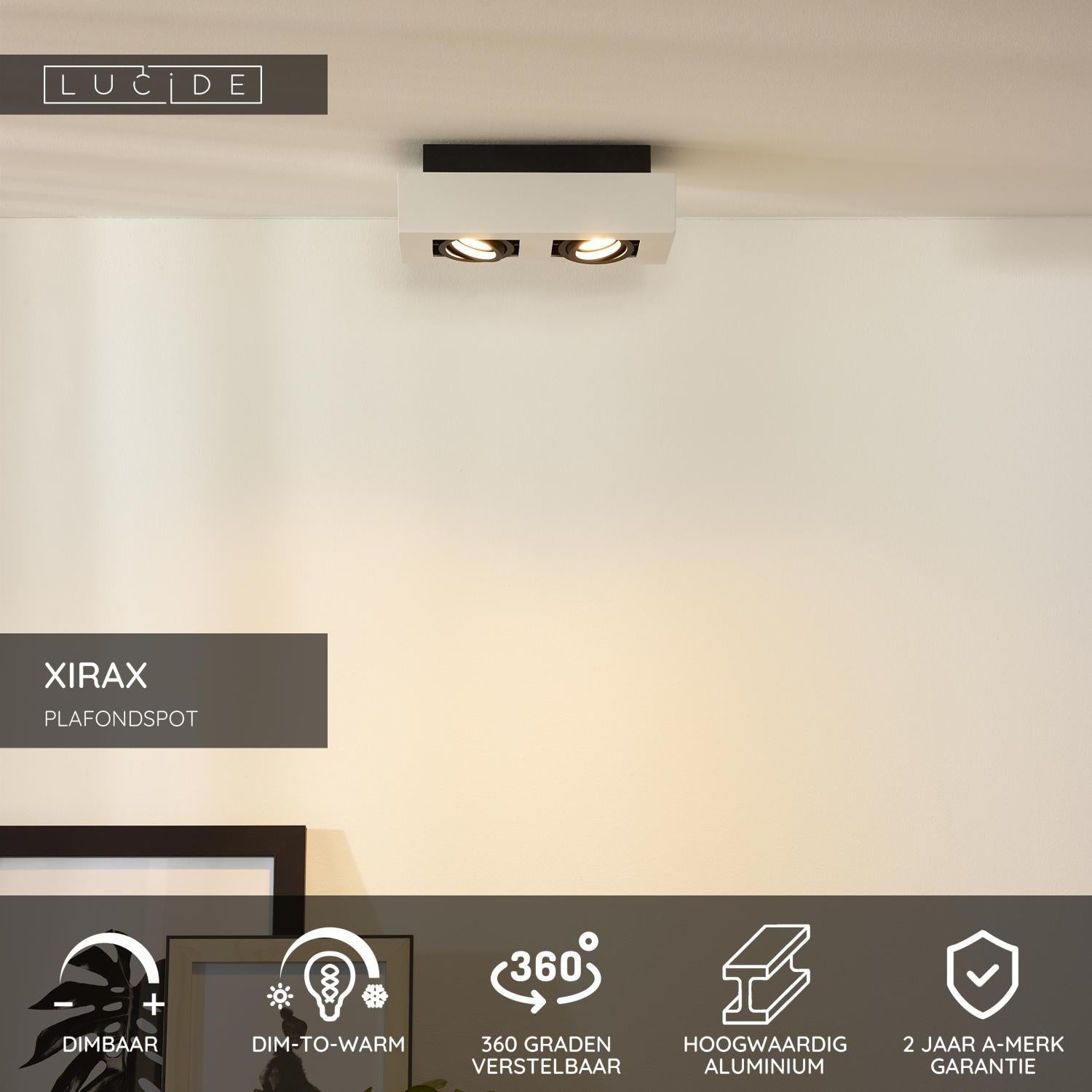 XIRAX - Ceiling spot - LED Dim to warm - GU10 - 2x5W 2200K/3000K - White