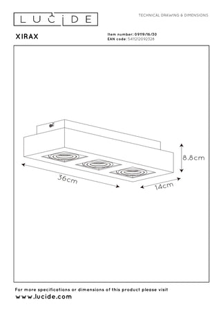 XIRAX - Ceiling spot - LED Dim to warm - GU10 - 3x5W 2200K/3000K - Black