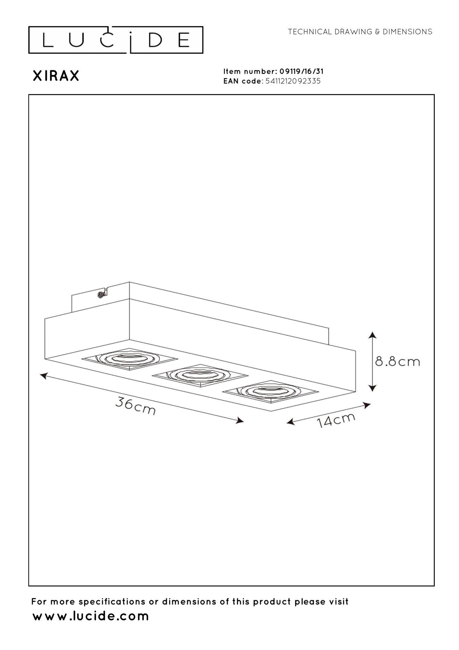 XIRAX - Ceiling spot - LED Dim to warm - GU10 - 3x5W 2200K/3000K - White