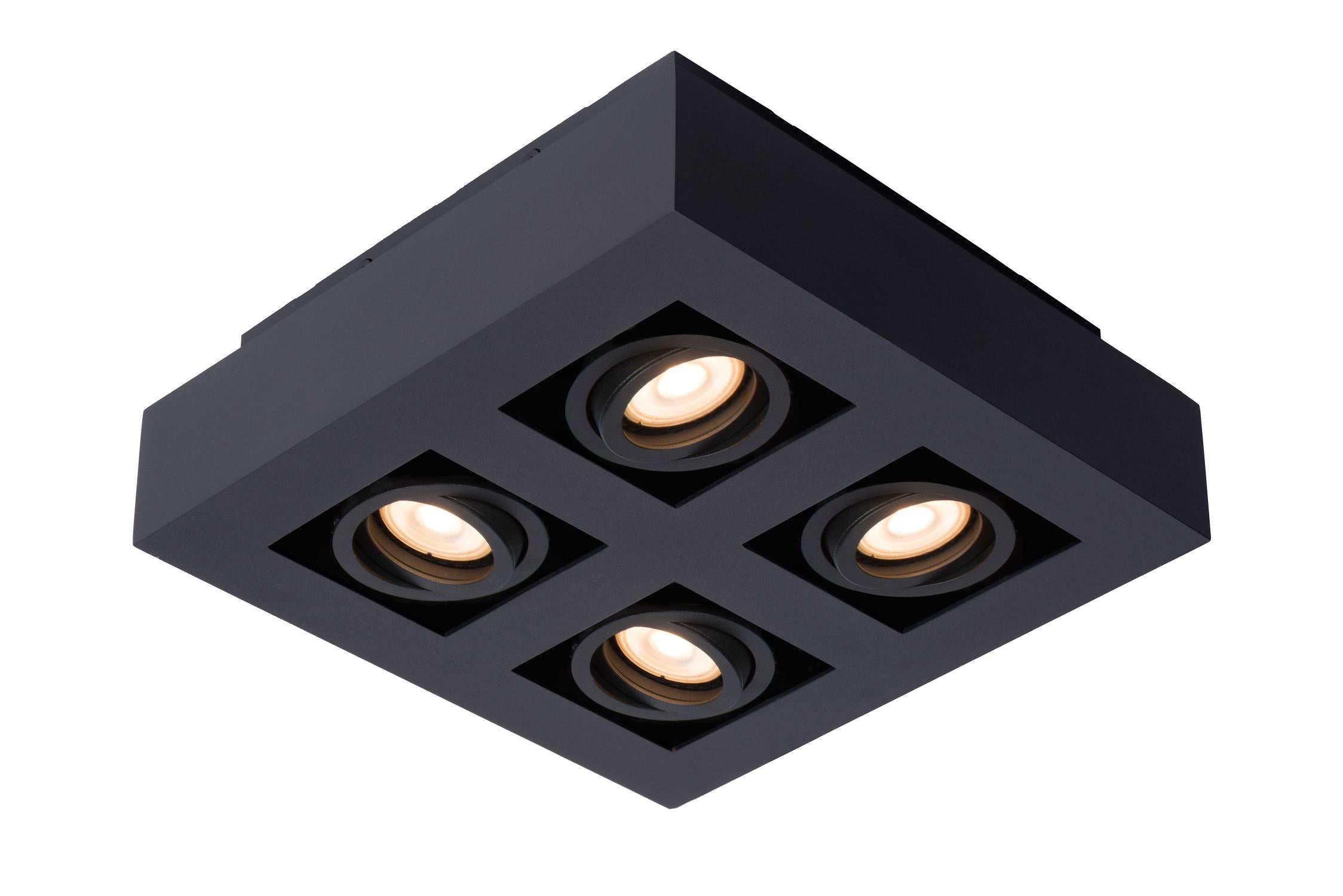 XIRAX - Spot plafonnier - LED Dim to warm - GU10 - 4x5W 2200K/3000K - Noir