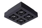 XIRAX - Spot plafonnier - LED Dim to warm - GU10 - 4x5W 2200K/3000K - Noir