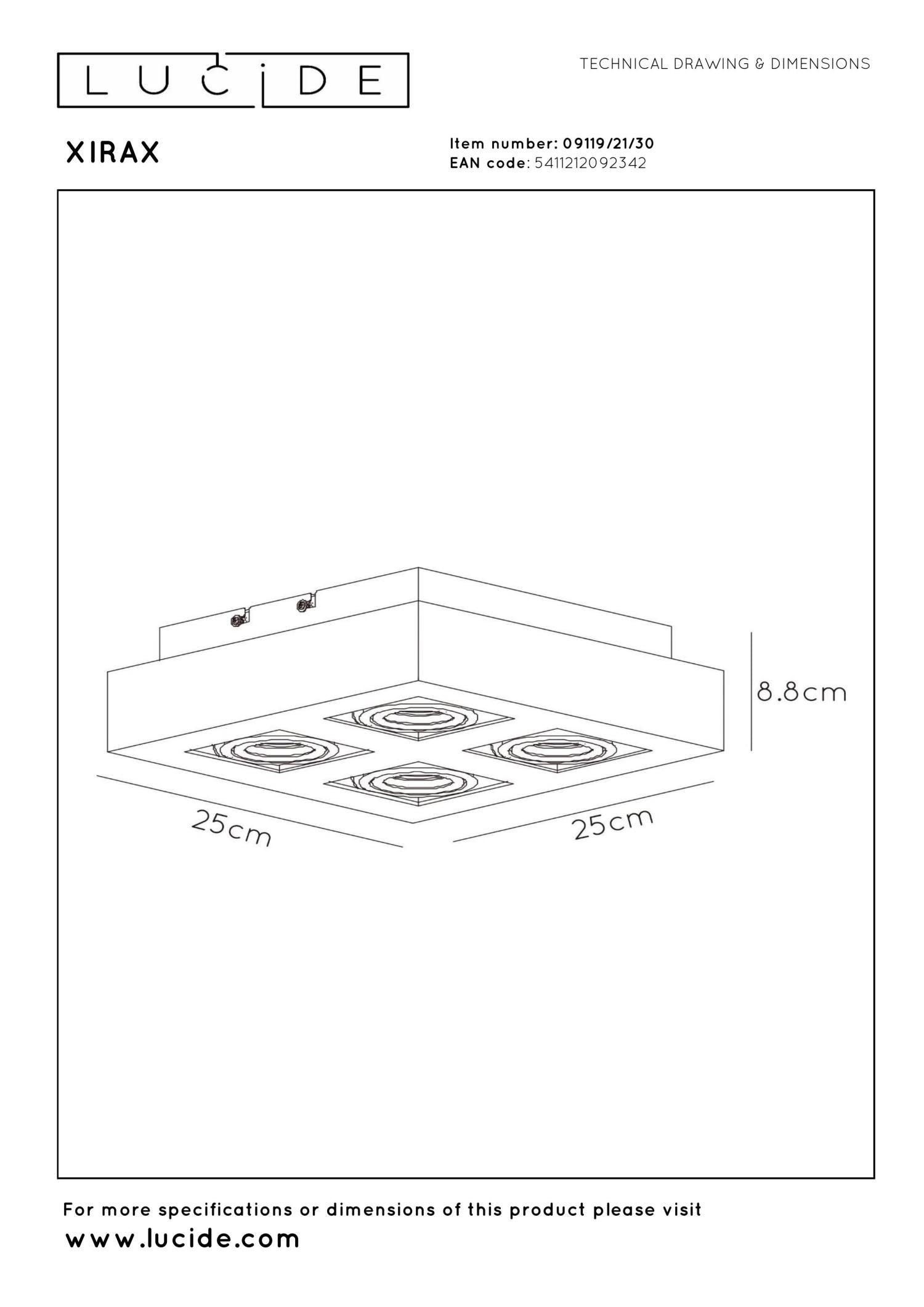 XIRAX - Spot plafonnier - LED Dim to warm - GU10 - 4x5W 2200K/3000K - Noir